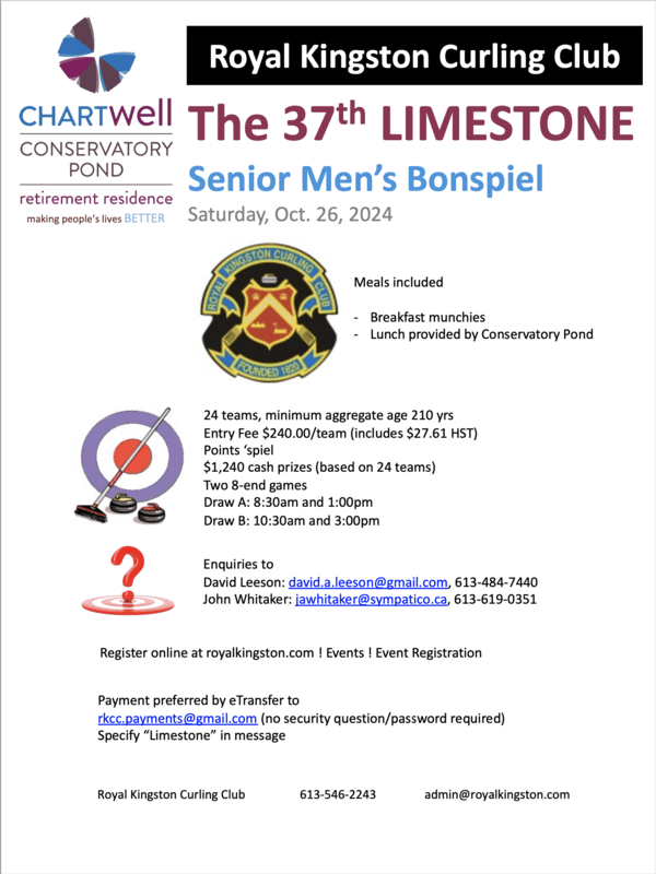 Royal Kingston CC 37th Limestone Senior Men's Bonspiel