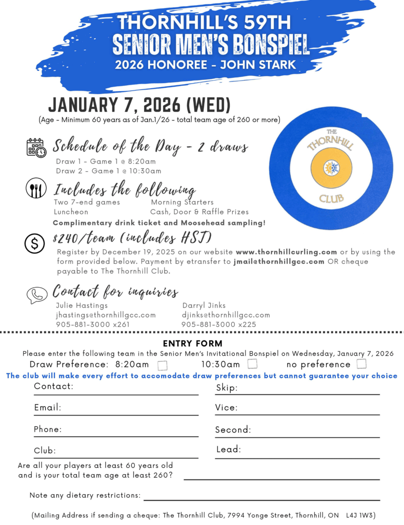 59th Senior Men's Bonspiel at Thornhill