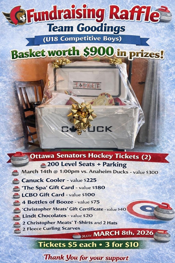 Support Our Team Raffle Huntley Curling Club - Help Support Team Goodings - Prize Draw on March 8